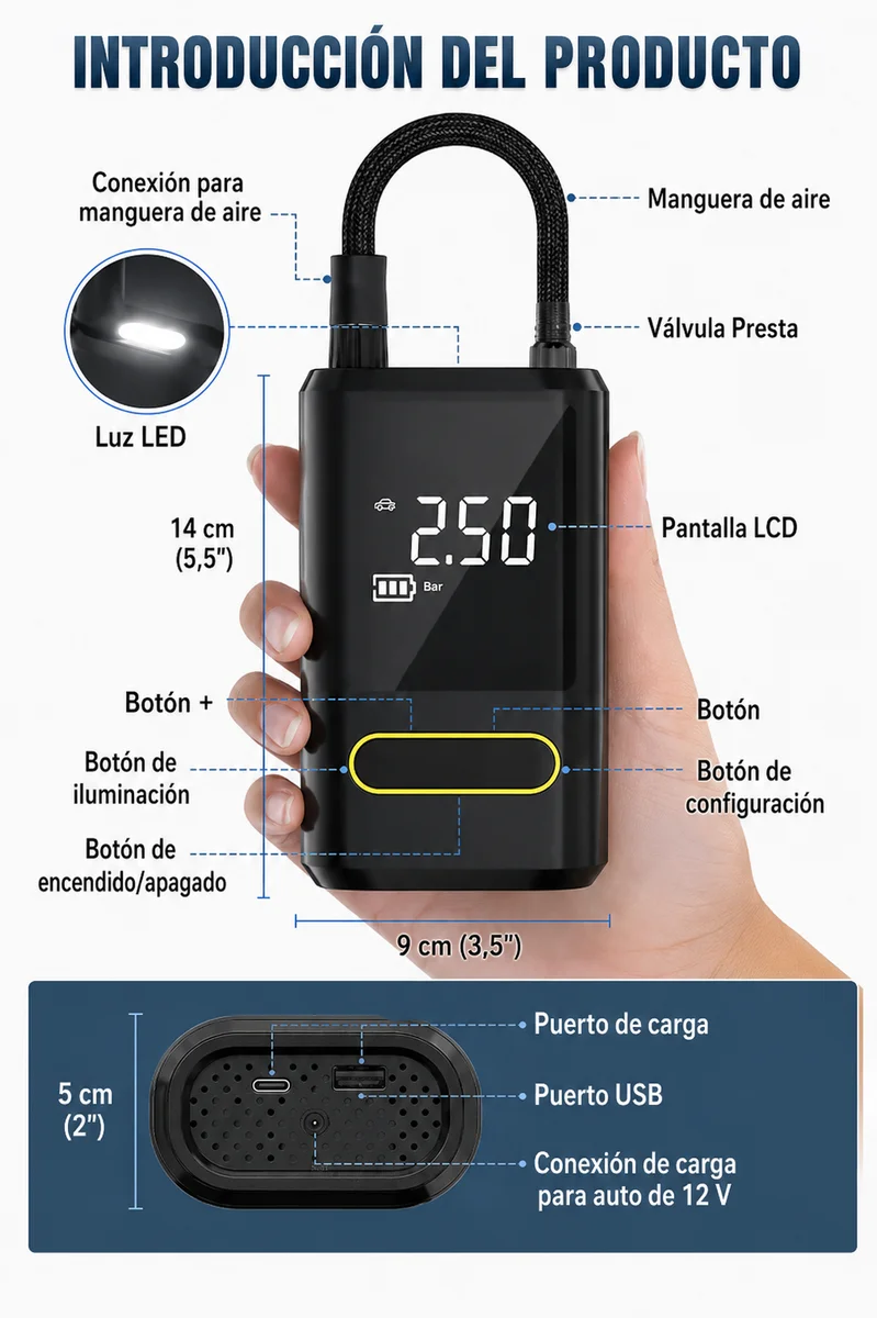 COMPRESOR MINI PORTATIL DIGITAL 2